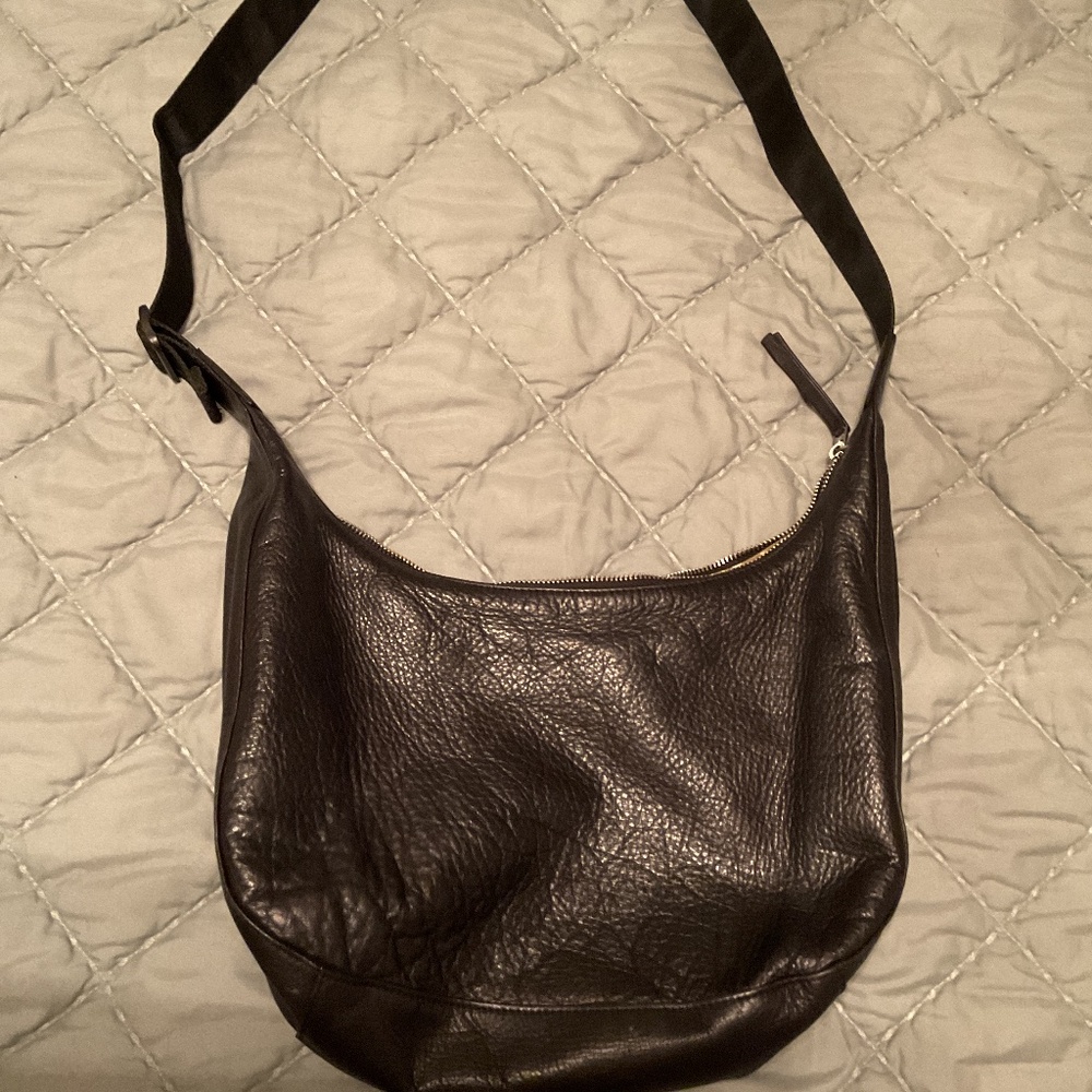 BAGGU deadstock black leather medium crescent bag